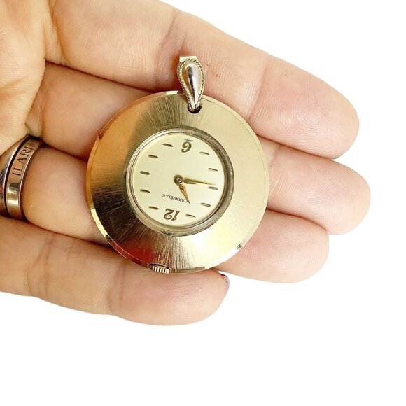 Caravelle Pocket Watch Pendant Lady Watch Working Watch Wind Up Watch Gold Tone - Picture 1 of 4